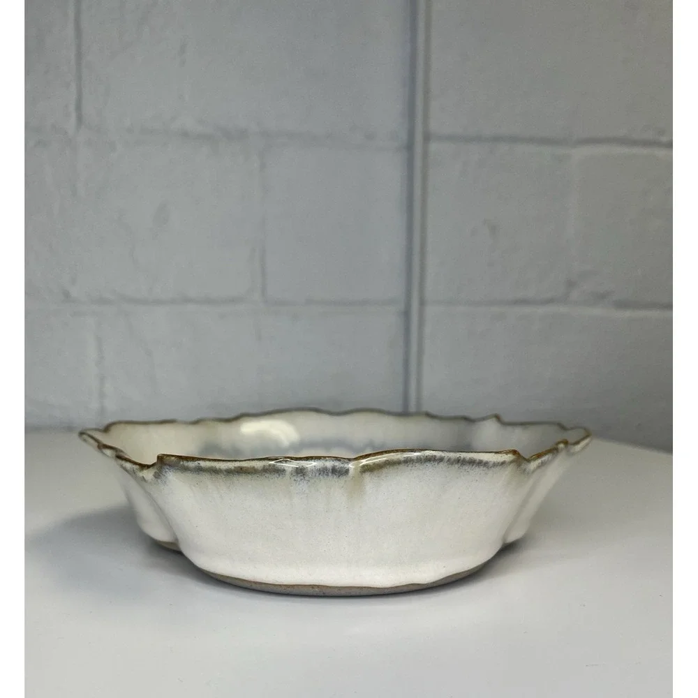 Bay Pottery Scalloped Edge Bowl Tray Platter Oyster Floral‎ Virginia Art Pottery